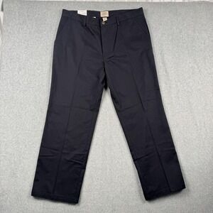 St Johns Bay Pants Mens 36x29 Navy Classic Fit Flat Front Chino Easy Care NEW